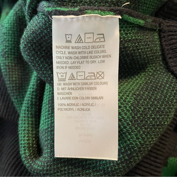 G.I.L.I.‎ Got It Love It Navy Green Paisley Sweater Size Medium Balloon Sleeve - Picture 5 of 5